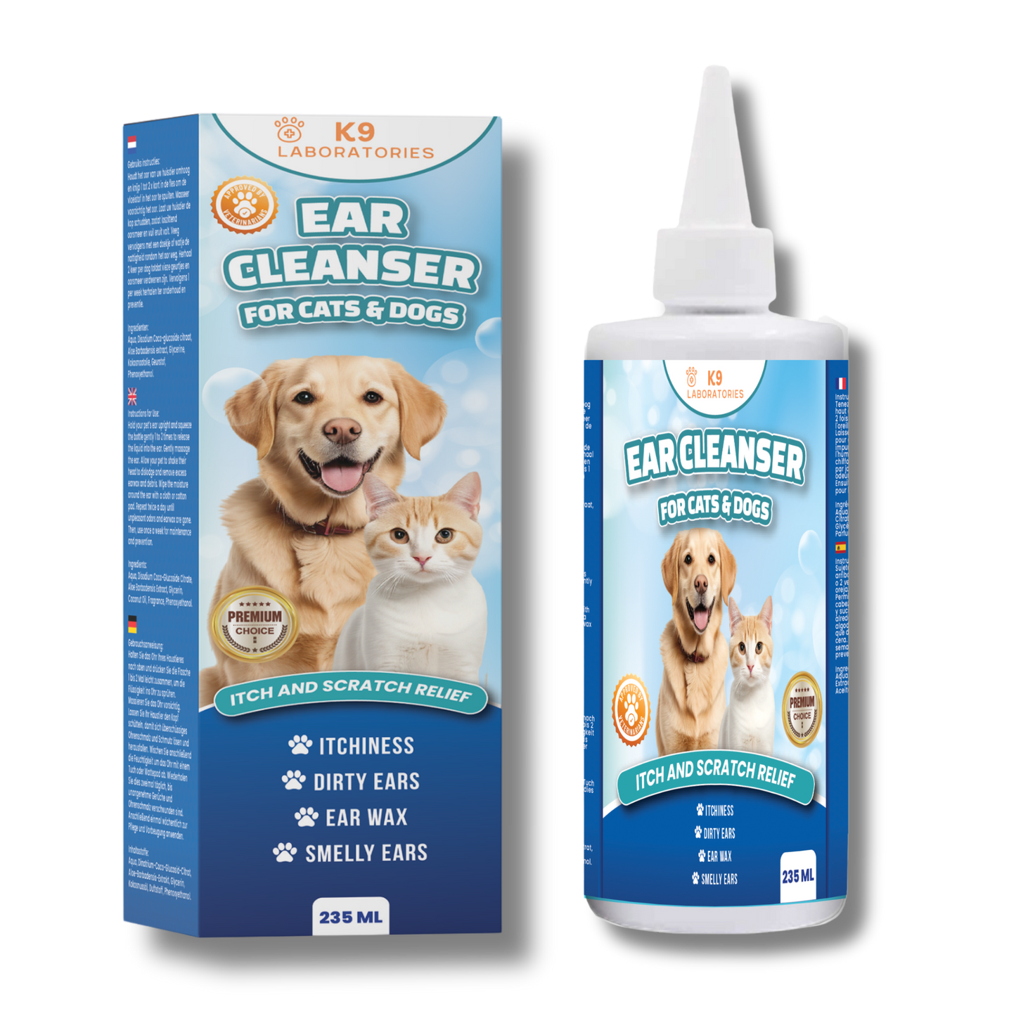 Oorreiniger voor katten - 100% natuurlijk bij oorsmeer, geurtjes, oorontsteking