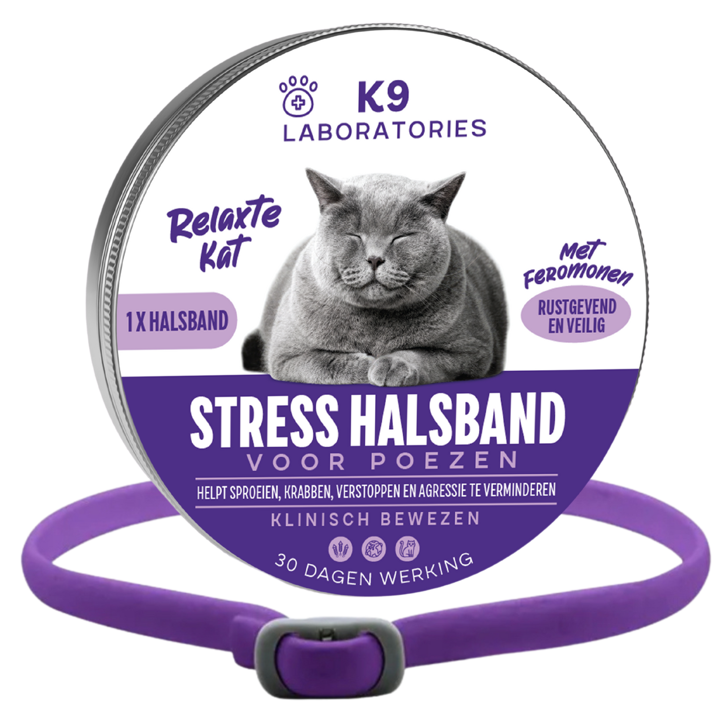 Stress halsband - met feromonen - voor kalmte, rust en balans bij katten