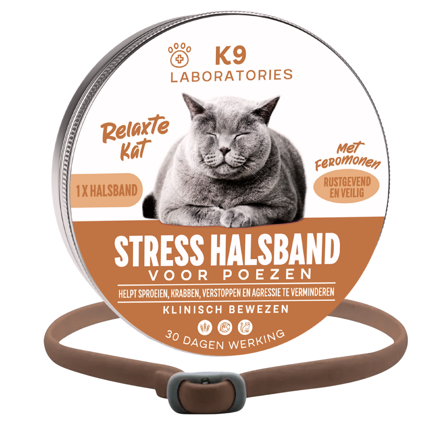 Stress halsband - met feromonen - voor kalmte, rust en balans bij katten