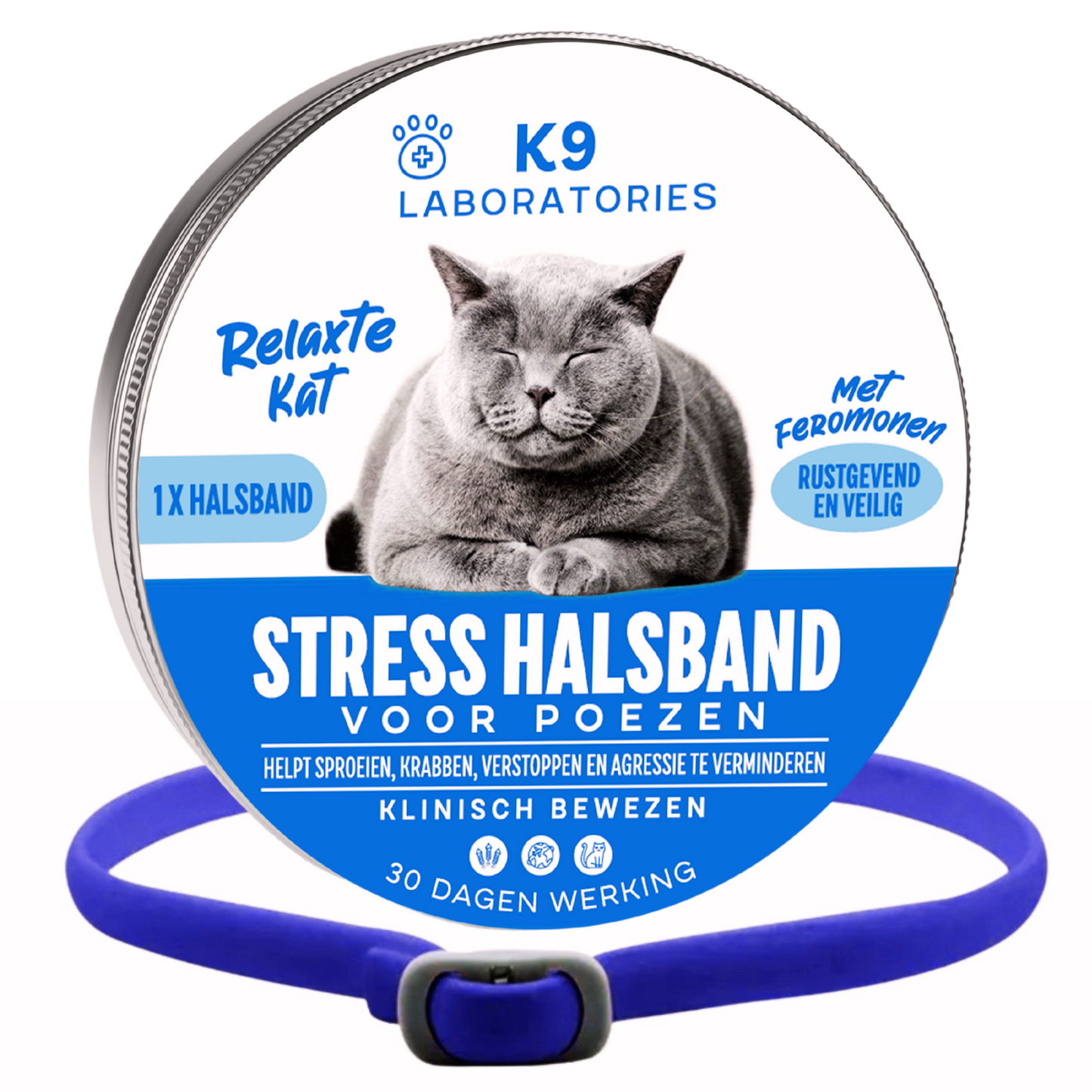 Stress halsband - met feromonen - voor kalmte, rust en balans bij katten