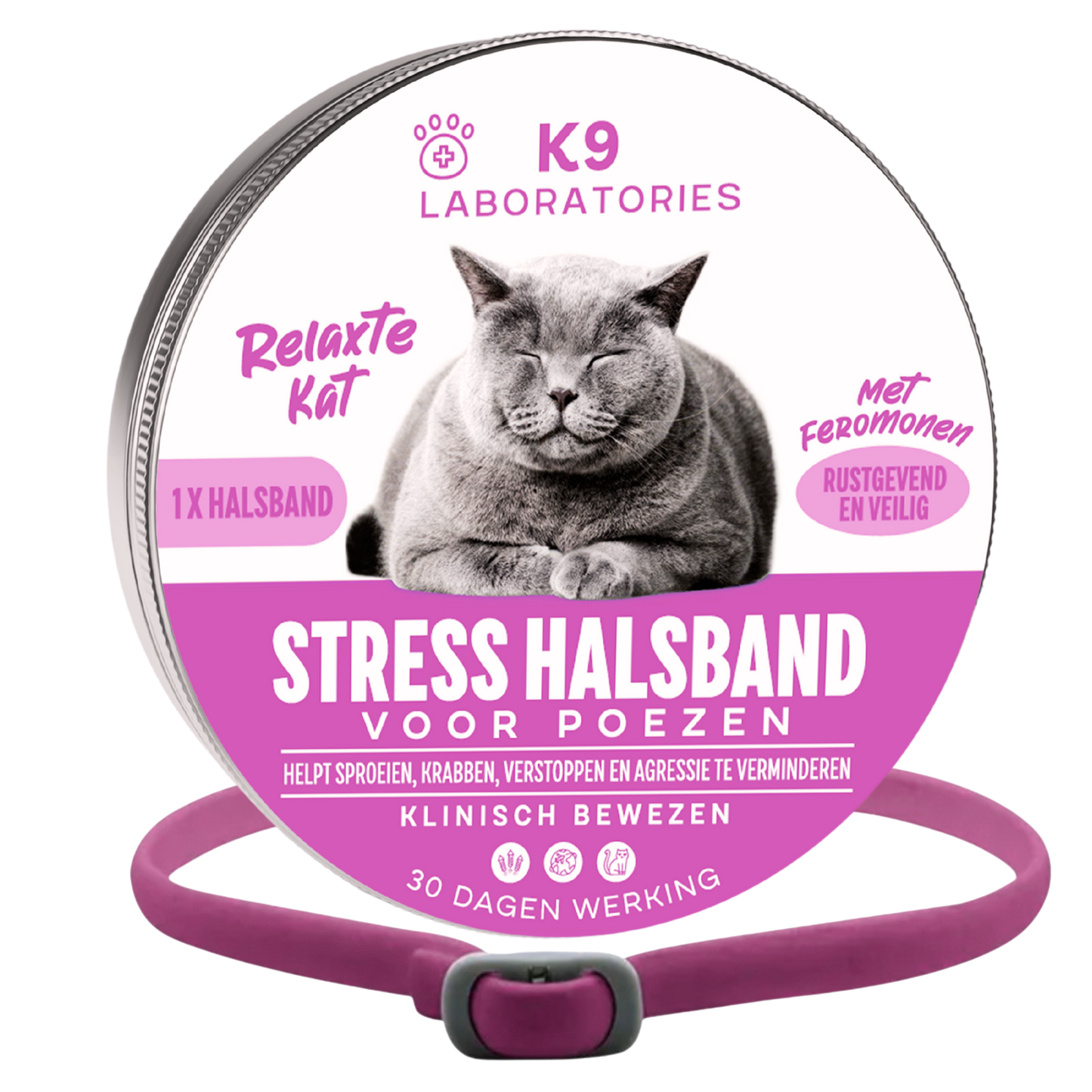 Stress halsband - met feromonen - voor kalmte, rust en balans bij katten